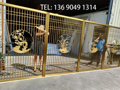 金屬風格不銹鋼格柵屏風廠家訂做玫瑰金不銹鋼隔斷玄關(guān)