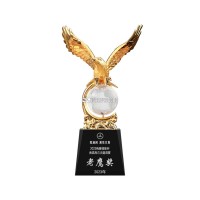 大展宏圖水晶獎杯合金獎杯紀(jì)念品老鷹獎杯金屬獎杯制作年會獎品